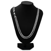 Men's Flat Miami Cuban Link Chain Solid 925 Sterling Silver 8.5mm Thick Italian