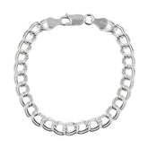 925 Sterling Silver 5MM Double Link Charm Bracelet Chain For Men Women 8'' 9''