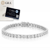 10.30 CTW 4mm Tennis Bracelet SOLID 925 Sterling Silver MOISSANITE 8'' - GRA