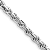 Solid 925 Sterling Silver Rhodium Plated 2.70mm Twisted Rope Link Chain - Italy