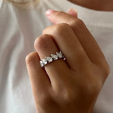 3.70 Ct D VS1 Pear Cut Eternity Band Lab Grown Diamond Ring 14K White Gold