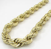 14k Yellow Gold Plated Over 925 Sterling Silver Rope Chain Mens Necklace 9mm
