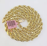 14K Yellow Gold Diamond Cut Rope Chain Necklace 4mm