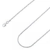 2mm Twisted Rock Sparkle Glitter Chain Necklace Real 925 Sterling Silver
