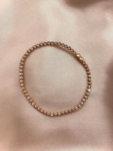 14K Rose Gold Plated 925 Sterling Silver 3mm Moon-Cut Bead Link Stretch Bracelet