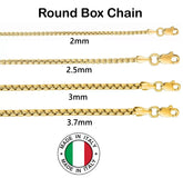 14K Gold Plated 925 Sterling Silver Round Box Link Chain Necklace Italian Made
