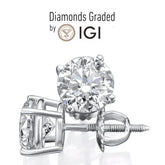 IGI CERTIFIED 3 Ct Real Lab Grown Diamond Studs Earrings 14k White Gold E VVS2