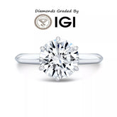 Certified F/VS 1 Ct - 4 Ct Diamond Solitaire 14k Gold Engagement Ring Lab Grown