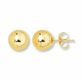 14K Solid Yellow Gold Ball Earrings Available 6MM - 14k Backing - New
