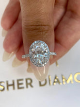 3.50 Ct F VS1 Oval Cut Halo Lab Grown Diamond Ring IGI Certified 14k Gold