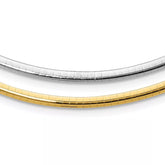 14K Yellow Gold-Plated Silver 925 3mm 4mm 6mm Italian Reversible Omega Necklace