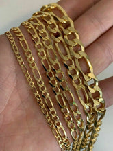 Figaro Chain 14K Yellow Gold-Plated 925 Sterling Silver All Sizes Italian