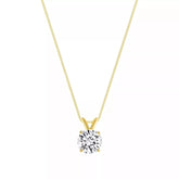 Lab Grown Diamond Solitaire Pendant Necklace In 14k Yellow Gold Color D-E VS1