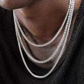 MOISSANITE Tennis Chain Real 925 Silver Necklace 4mm - GRA Certified 16''-24''