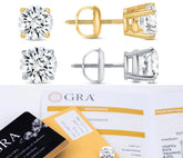 Certified D Color VVS1 Moissanite Solitaire Stud Earrings Screwback 925 Sterling