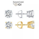 1.00 Carat IGI Certified Lab Grown Diamond Stud Earrings Solitaire Color D VS