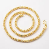 4mm 14k Yellow Gold Diamond-Cut Ice Link Chain Sterling Silver 925 Italy