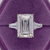 5.35 Ct IGI E VS1 Emerald Cut Lab Grown Diamond Side Baguette Three Stone Ring