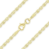 14k Gold Plated Over 925 Sterling Silver ITALY Valentino Star Chain Solid 2mm