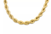 14k Yellow Gold Plated Over 925 Sterling Silver Rope Chain Mens Necklace 9mm
