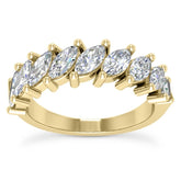 1.35 Carat Marquise Cut Lab Grown Diamond Eternity Band Ring 14k Yellow Gold