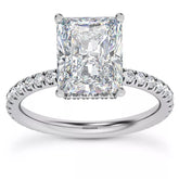 3.70 Ct F VS1 Radiant Cut Halo Lab Grown Diamond Ring IGI Certified 14k Gold