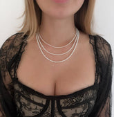 925 Sterling Silver Ball Bead Chain 3mm 4mm 5mm Necklace .925 Italy - All Sizes