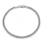 925 Sterling Silver 4mm Rhodium Miami Cuban Curb Bracelet Anklet 8" 9'' Italy