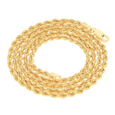 18k Yellow Gold 3mm Diamond Cut Rope Chain Italian Necklace Mens Womens 16"-30"