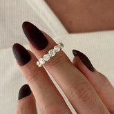 2.10 Carats Round Cut Lab Grown Diamond Half Eternity Band Ring 14K Yellow Gold