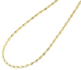 925 Sterling Silver 14k Gold 2mm Rice Typhoon Moon Cut Bead Chain Necklace