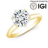 Certified F/VS 1 Ct - 4 Ct Diamond Solitaire 14k Gold Engagement Ring Lab Grown