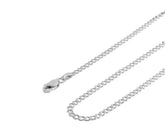 14K Solid White Gold Cuban Link Necklace 2mm 16'' 18'' 20'' 22'' 24'' 26'' 30''