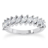 0.80 Carat Marquise Cut Lab Grown Diamond Eternity Band Ring 14k White Gold