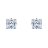 14k White Gold Princess Cut Martini Setting Studs