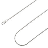 925 Sterling Silver 1.5mm Solid Rope Diamond Cut Silver Chain