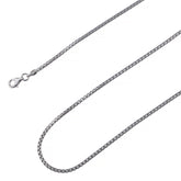 925 Sterling Silver 2.1mm Round Box Venetian Rhodium Chain