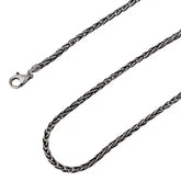 925 Sterling Silver 2.5mm Spiga Wheat Diamond Cut Oxidized Chain