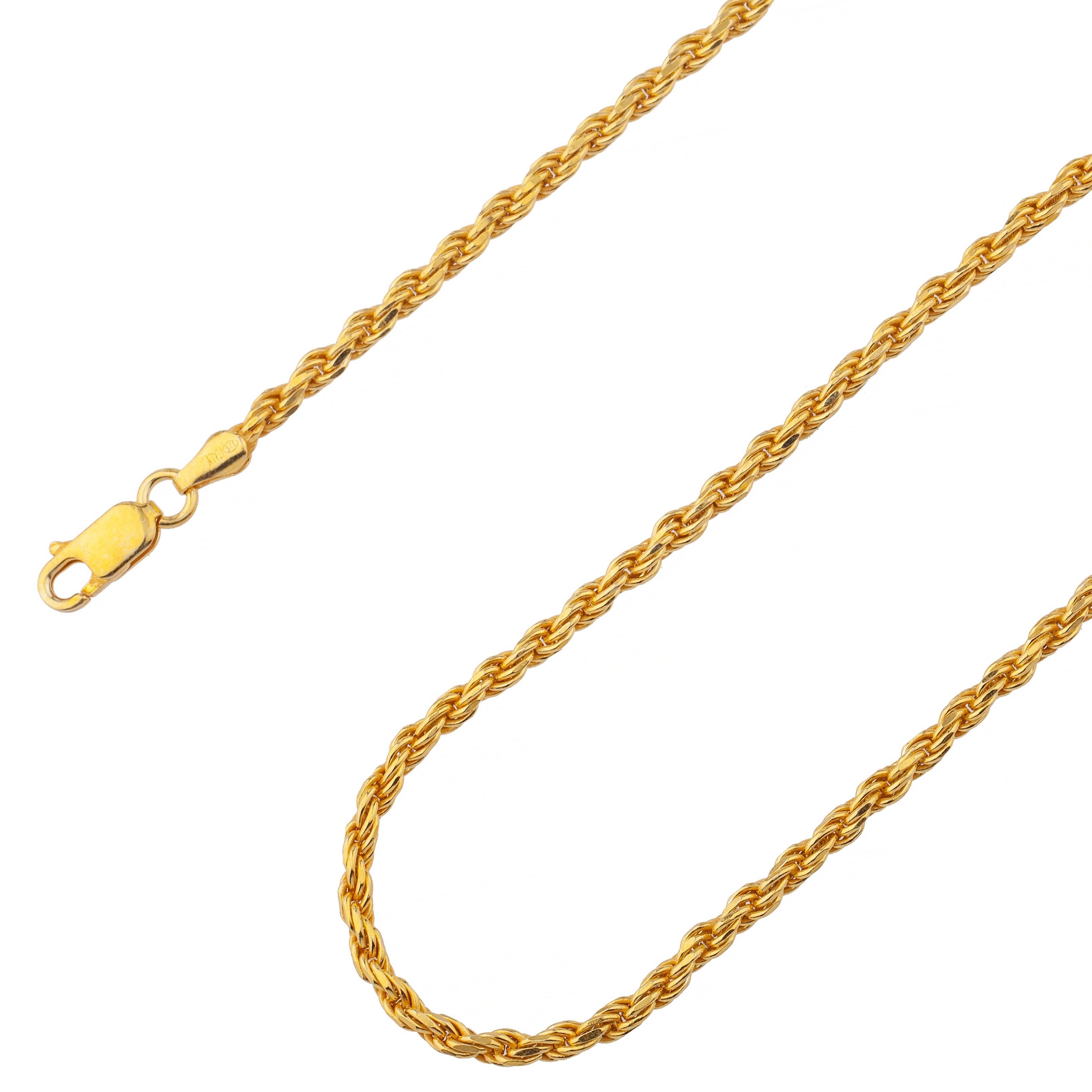 Sterling silver gold plated rope chain clearance