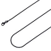 925 Sterling Silver 2mm Moon Cut Bead Ball Black Chain