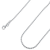 925 Sterling Silver 2mm Moon Cut Bead Ball Rhodium Chain