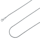 925 Sterling Silver 2mm Solid Rope Diamond Cut Silver Chain