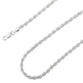 925 Sterling Silver 3.2mm Solid Rope Diamond Cut Silver Chain