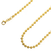 925 Sterling Silver 4mm Moon Cut Bead Ball Gold Plated Chain