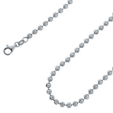 925 Sterling Silver 4mm Moon Cut Bead Ball Rhodium Chain