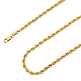 925 Sterling Silver 4mm Rope Diamond Cut Gold Plated Chain