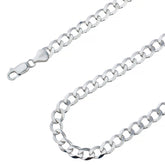 925 Sterling Silver 7mm Flat Cuban Chain