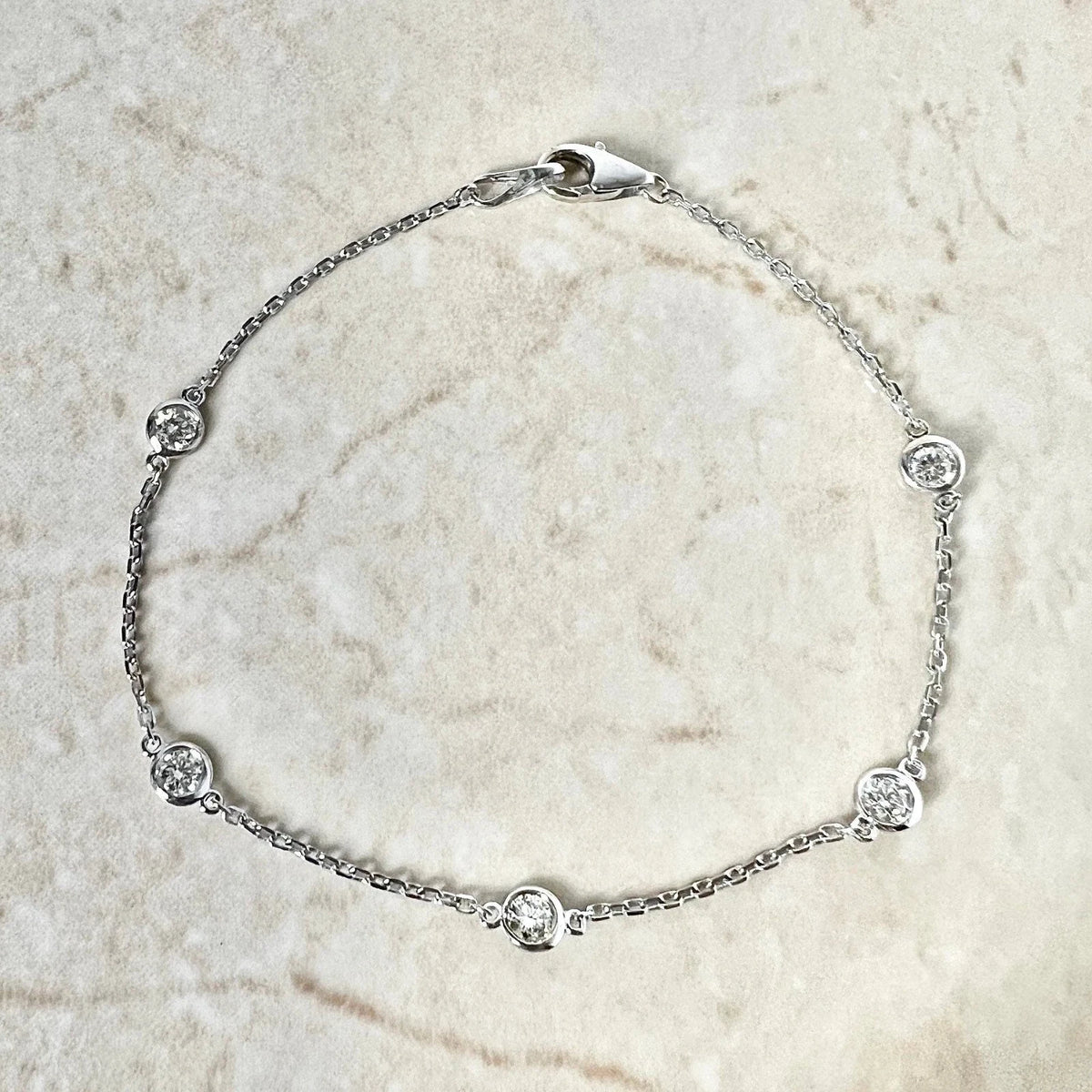 1.25 Carat Diamonds By The Yard Bracelet 14K White Gold Lab Grown Station 7''