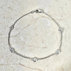 1.25 Carat Diamonds By The Yard Bracelet 14K White Gold Lab Grown Station 7''