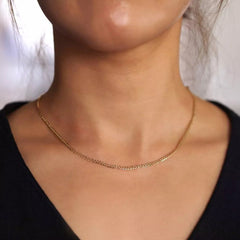 10K Solid Gold Flat Cuban Link Necklace Men Women 2mm 16" 18" 20"